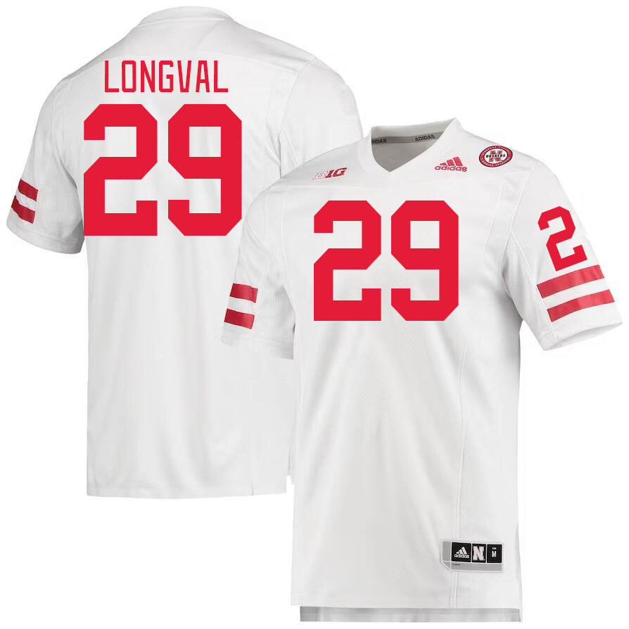 Men #29 Luke Longval Nebraska Cornhuskers College Football Jerseys Stitched Sale-White